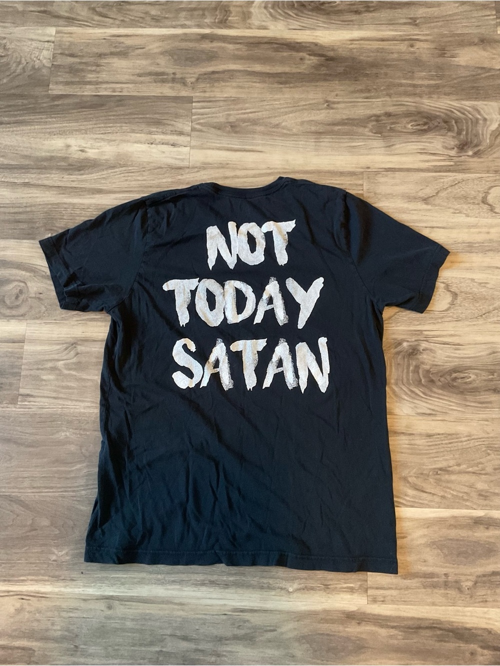 Native Black Short Sleeve Tee with White "Not Today Satan" Graphic